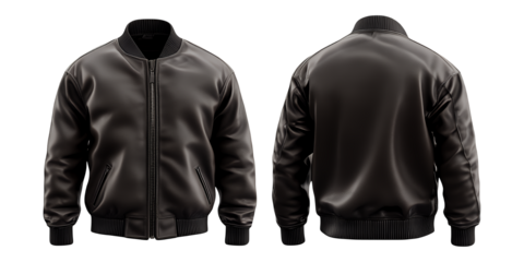 Isolated black jacket on a white background with clipping path, PNG collection, PNG image, PNG files, Generative art.