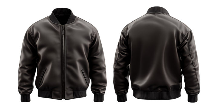 Isolated black jacket on a white background with clipping path, PNG collection, PNG image, PNG files, Generative art.