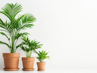 Obraz premium An arrangement of potted palms of various sizes, bringing a touch of the tropics indoors