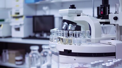 Sophisticated medical diagnostic equipment at a clinical lab