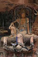 Fototapeta premium Water-Moon Avalokitesvara（Buddhism stone carving in China）