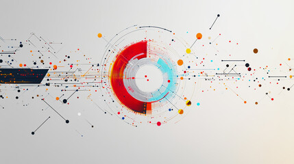 Abstract white background with Colorful circle lines. Digital future technology . Abstract business connection of lines from nodes innovation of communication in the network.