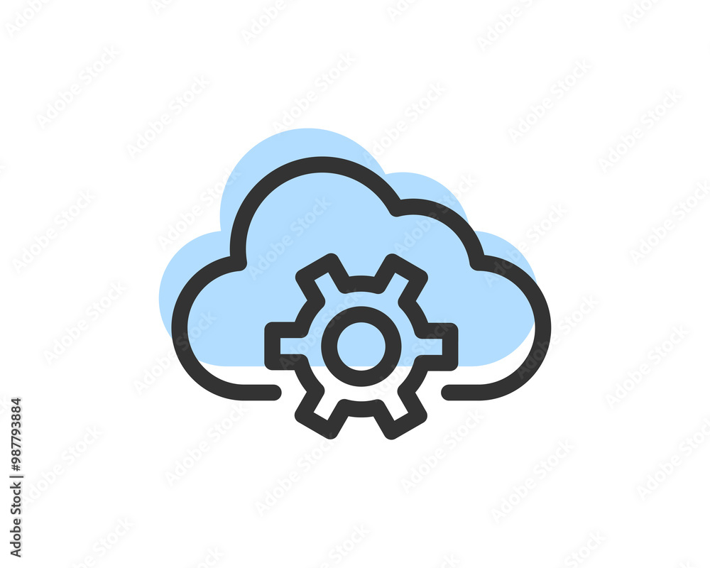 Poster cloud storage and data transfer vector icon. computing service and network related line icons. datab