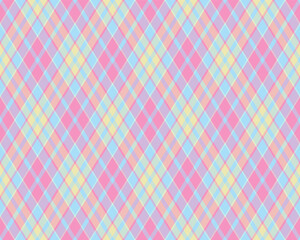 Argyle pattern of geometric rhombus. Harlequin check wallpaper design. Classic diamond shaped textile material for web background, print fabric clothing, sweater, wrapping paper, gift card, invitation