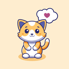 Cute Cat Sitting Cartoon Vector Icon Illustration. Animal Icon Concept . Flat Cartoon Style