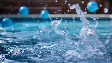 Splashing caused by water balls striking the pool surface