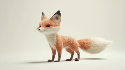 A Cute Red Fox Standing on a White Background