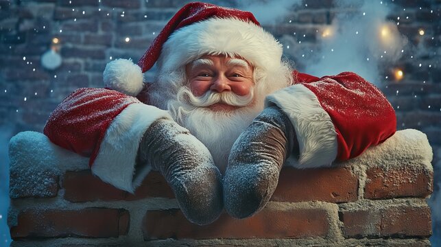 Santa Claus got his feet stuck in a chimney while delivering presents on Christmas Eve.
