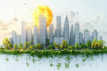 Obraz premium Futuristic Cityscape with Nature Integration