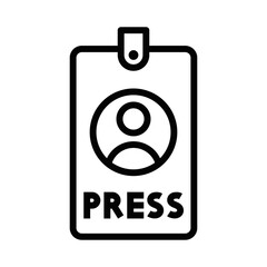Vector illustration of a press badge icon, ideal for media, journalism, and event access-related designs. Editable stroke.