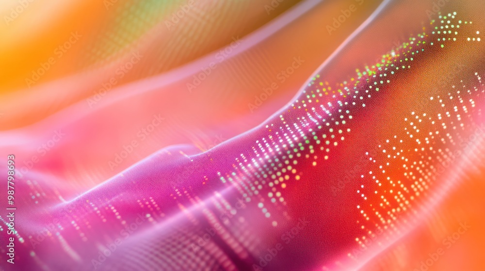 Poster abstract wave pattern with vibrant colors and dotted textures.