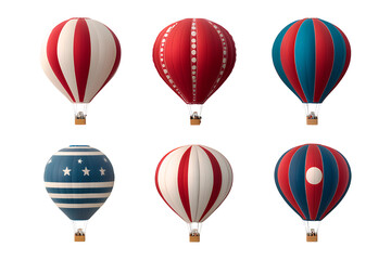 Colorful hot air balloons floating in the sky, creating a festive atmosphere for travel and celebration with clipping path, PNG collection, PNG image, PNG files, Generative art.