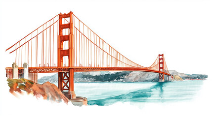 Obraz premium watercolor painting of Golden Gate Bridge isolated on white background