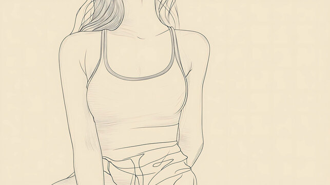 recommend clip art: Line drawing of a woman wearing a tank top.