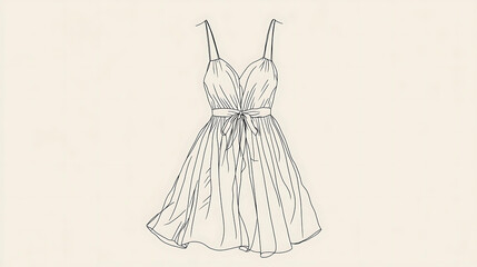Line drawing of a simple, elegant dress with a bow.