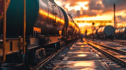 Tanks with fuel being transported by rail