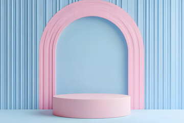 3d podium with soft color palette render style