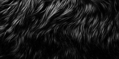 Naklejka premium Black fur background in deep dark color. Detailed texture with copy space