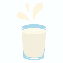 Milk in a glass. Milk splashes. Vector illustration