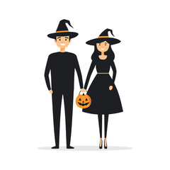 Husband and Wife in Halloween Costume Illustration