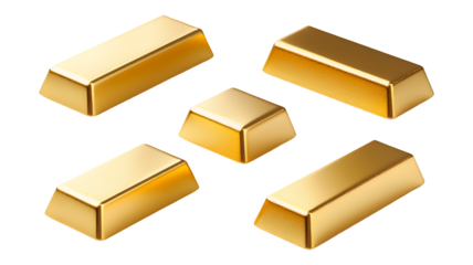 Stack of gold bars with clipping path, PNG collection, PNG image, PNG files, Generative art.
