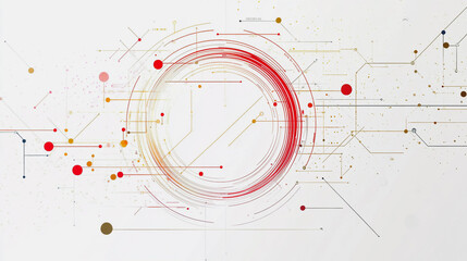 Abstract white background with Colorful circle lines. Digital future technology . Abstract business connection of lines from nodes innovation of communication in the network.