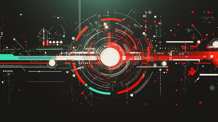 Abstract black background with Colorful circle lines. Digital future technology . Abstract business connection of lines from nodes innovation of communication in the network.