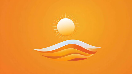 Simple graphic of a sun over stylized waves.
