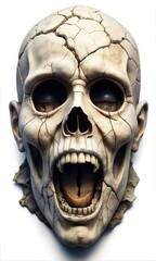 Obraz premium Chilling Halloween Zombie Skull with Sinister Gaze Graphic Resource for Spooky halloween background posters and halloween parties