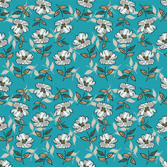 Obraz premium pattern, seamless, flower, floral, wallpaper, vector, ornament, decoration, design, leaf, vintage, illustration, texture, art, decor, textile, nature, damask, fabric, ornate, retro, style, 