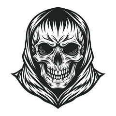 Fototapeta premium Black and white human skull vector illustration