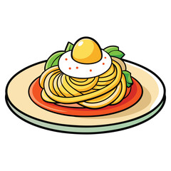 Delicious Pasta with Egg Vector Illustration