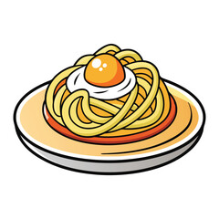 Delicious Pasta with Egg Vector Illustration
