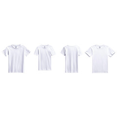 Set of white t-shirt front and back view mockups, cut out