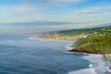 Grande Anse beach and south coast of Reunion Island at morning