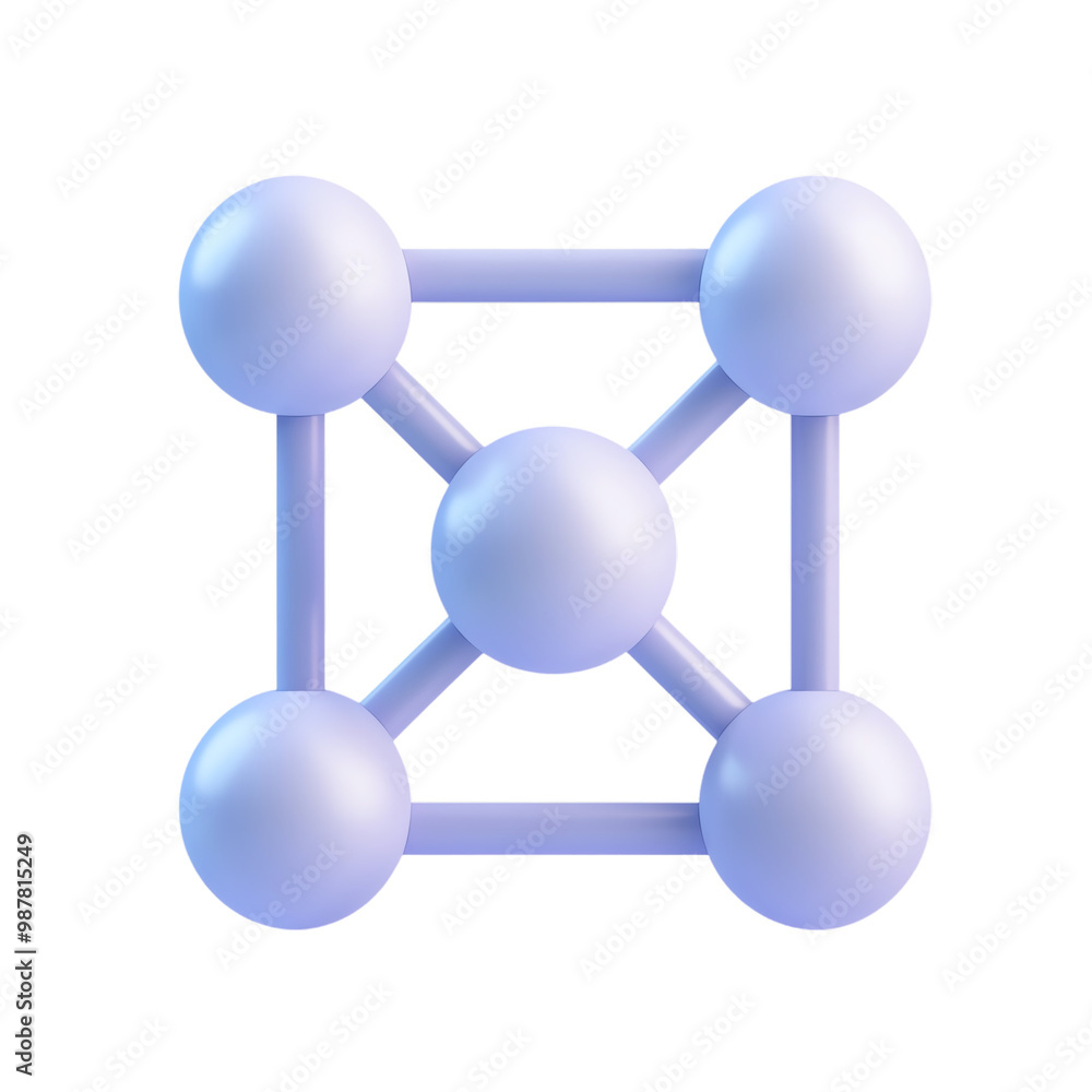 Poster 3d geometric shape made of spheres and connected lines, white isolate background transparent backgro