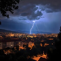 Zagreb's skyline captured during an electrifying lightning strike picture