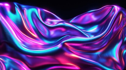 Obraz premium A vibrant, flowing fabric with iridescent colors, creating a dynamic visual effect.