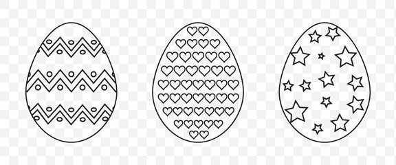 easter liner eggs icon collection on a white background