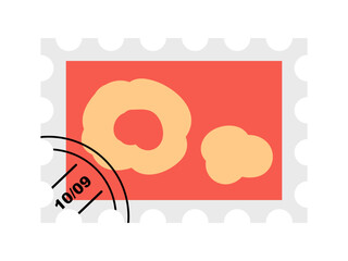 Unique stamp featuring abstract shapes in bold colors, ideal for collectors and mail enthusiasts