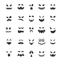Obraz premium Various Halloween pumpkin faces, with different expressions and eye shapes