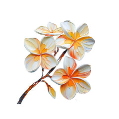 Fototapeta premium Beautiful yellow plumeria blossom isolated on white, a tropical floral delight