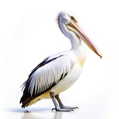 Pelican isolated on a white background showcasing its distinctive features. Generative AI