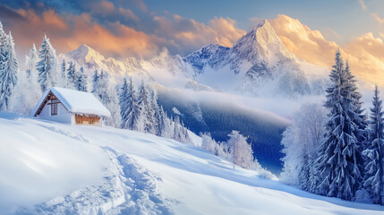 Fototapeta premium Beautiful Winter Mountain scenery