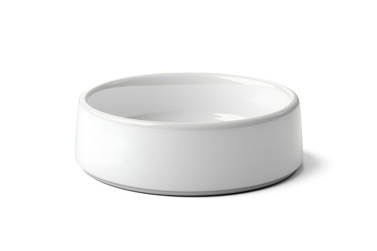 Blank White Pet Food Bowl Mockup Isolated on Transparent & White Background | PNG File with Transparency