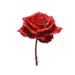 Single red rose isolated on white, a symbol of love and beauty in nature