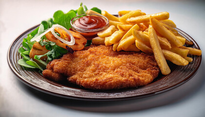 Schnitzel mit Pommes und Salat