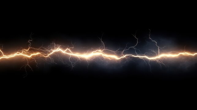 Abstract Electric Lightning Bolt on Black Background
