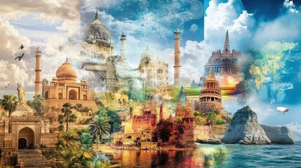 A Collage of Famous Landmarks and Architectural Wonders