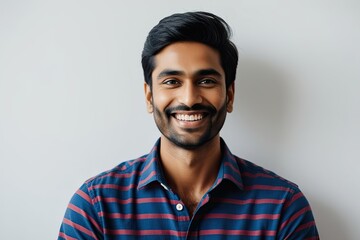 Obraz premium Charming Indian Man Smiling Brightly in Vivid Portrait on White Background